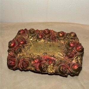 Vintage glass rose trinket dish